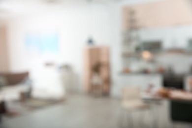 Photo of Blurred view of apartment interior with bokeh effect