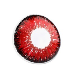 Tweezers with red contact lens isolated on white