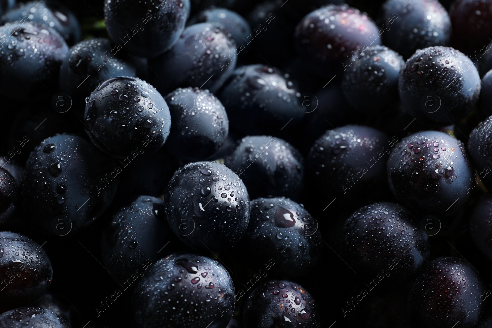 Photo of Bunch of fresh ripe juicy grapes as background. Closeup view