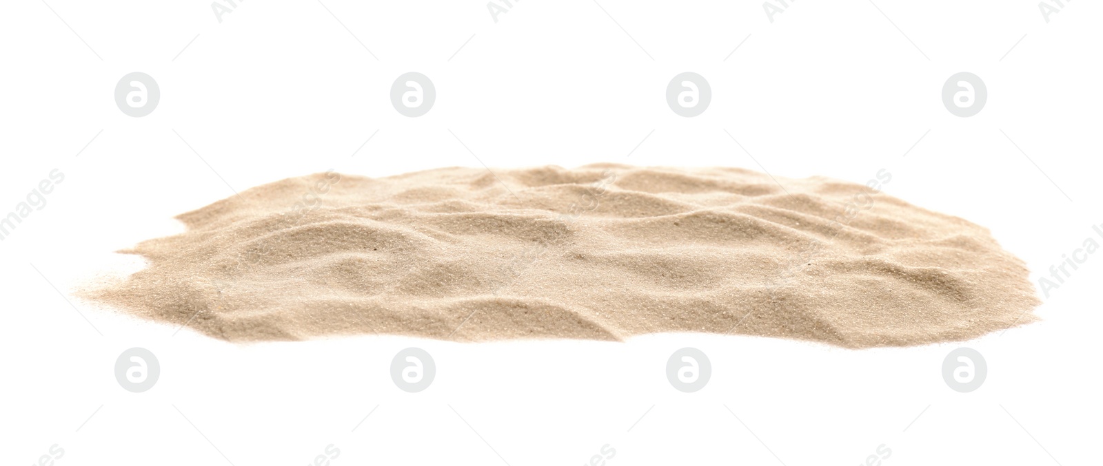 Photo of Heap of dry beach sand on white background