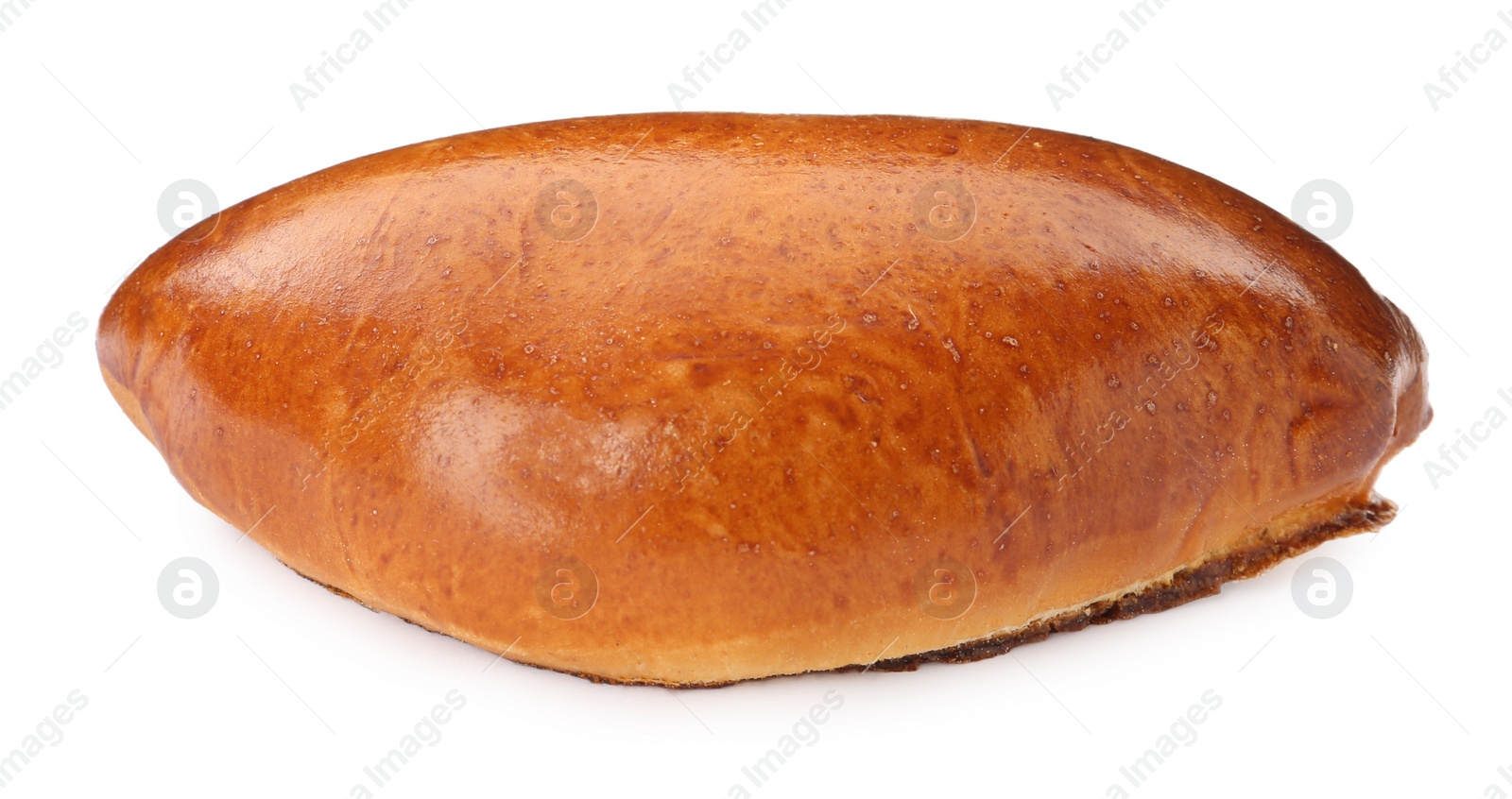 Photo of One delicious baked patty on white background