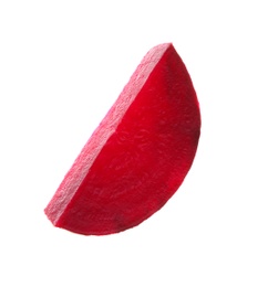 Photo of Cut boiled red beet on white background