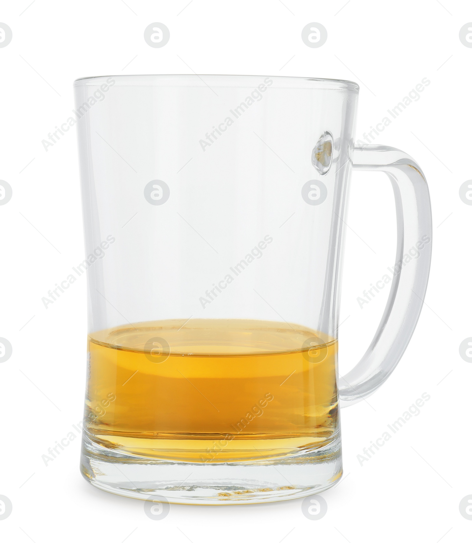 Photo of Almost empty mug of beer isolated on white