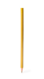 Golden wooden pencil on white background. School stationery