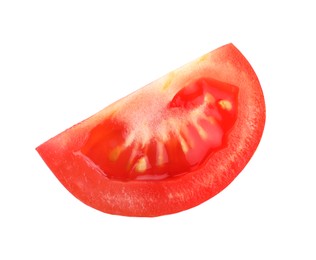 Piece of red ripe tomato isolated on white
