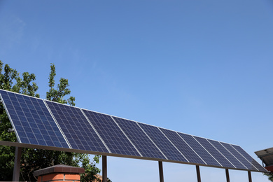 Modern solar panels outdoors on sunny day