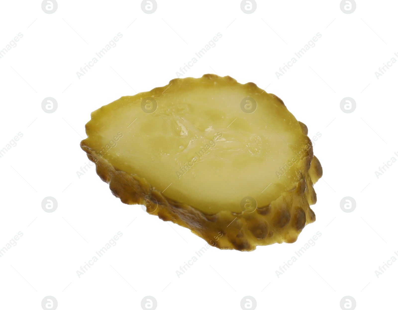 Photo of Slice of pickled cucumber isolated on white