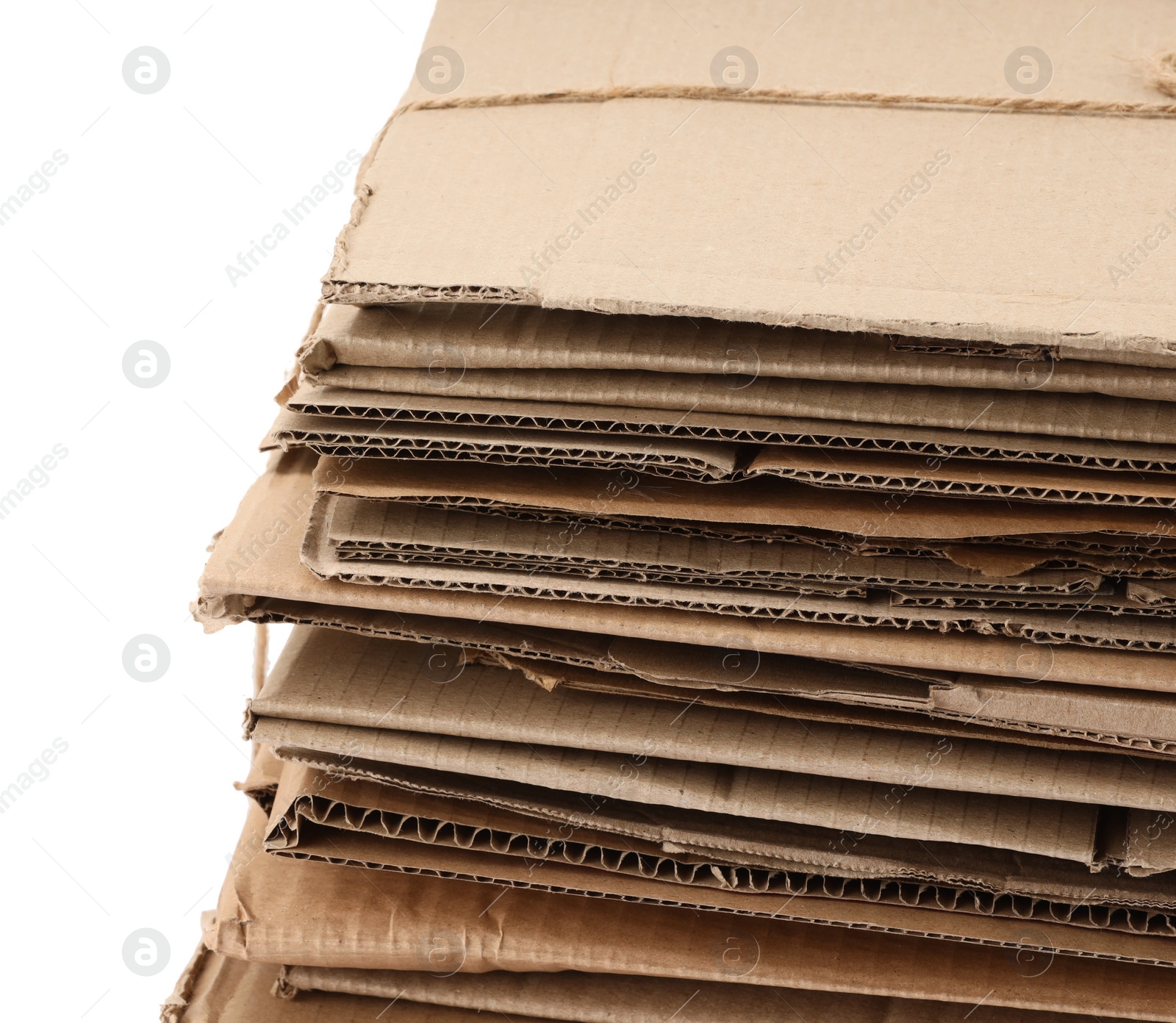 Photo of Stack of cardboard pieces isolated on white