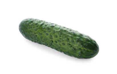 Photo of Fresh ripe green cucumber isolated on white