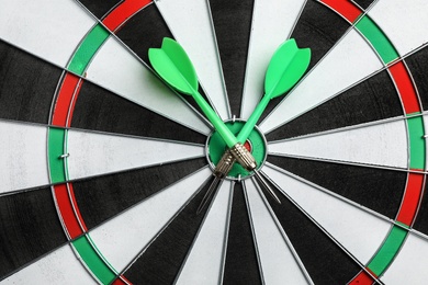 Dart board with color arrows, top view