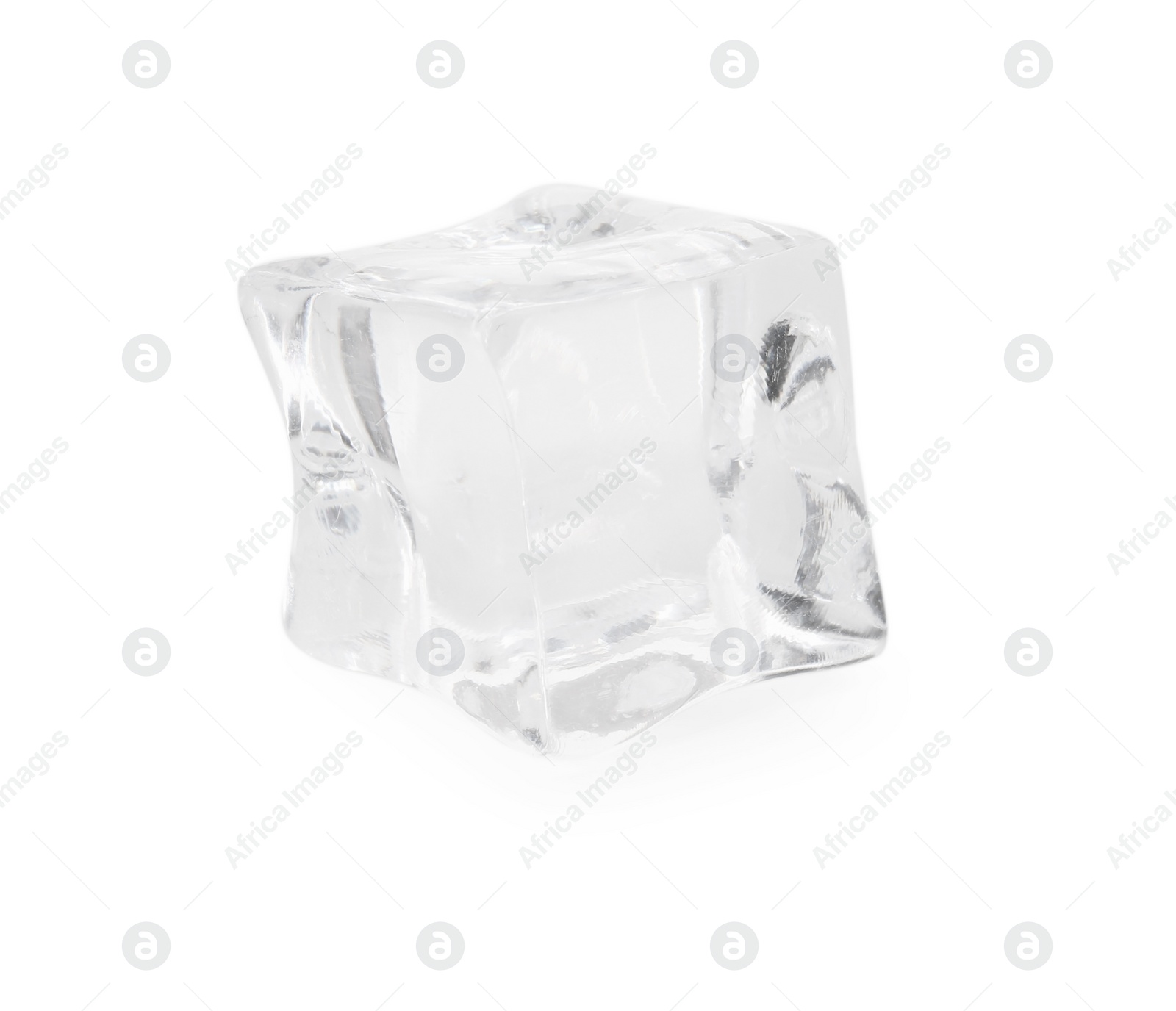 Photo of One crystal clear ice cube isolated on white