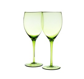 Photo of Elegant clean empty glasses on white background