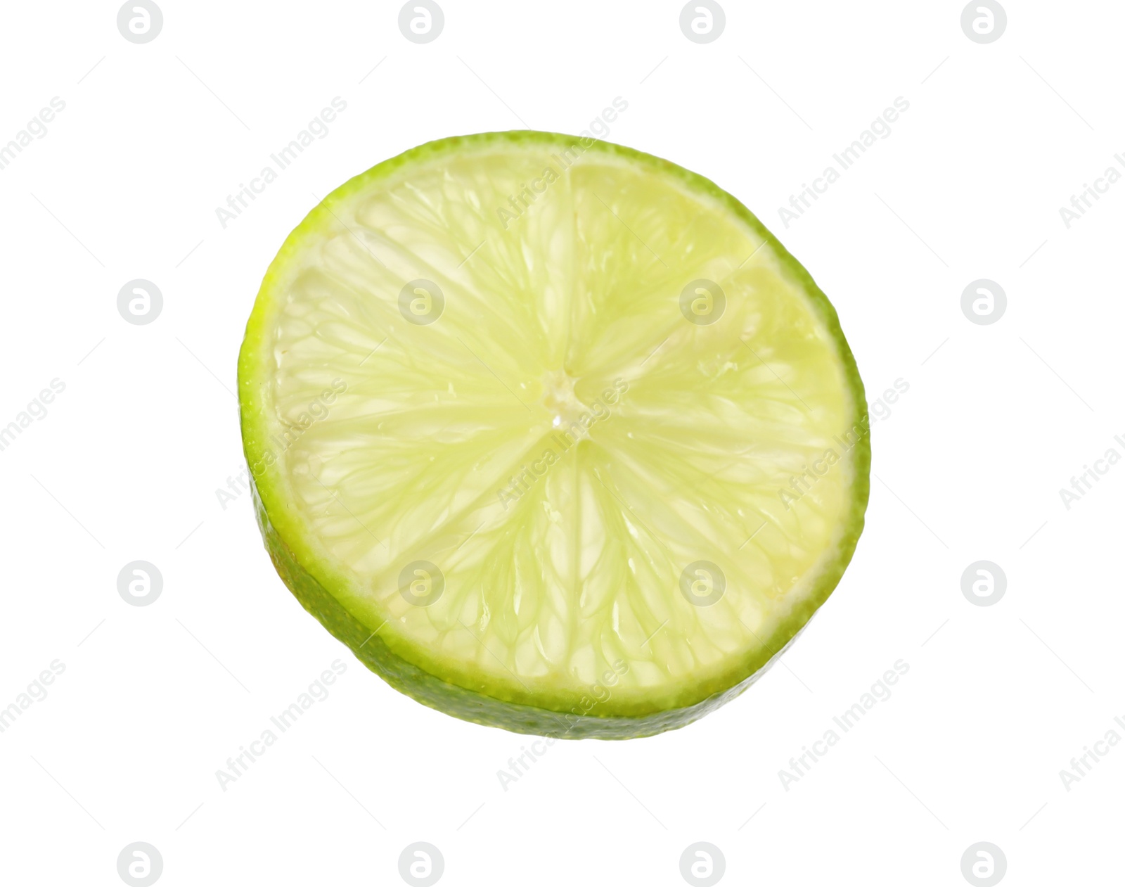 Photo of Cut fresh juicy lime on white background