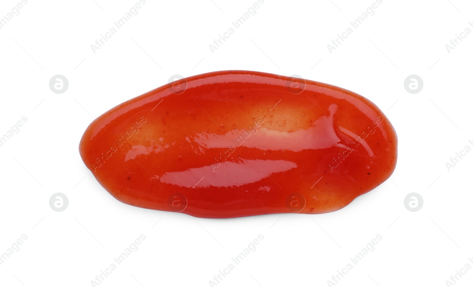 Tasty ketchup smear isolated on white, top view Photo of Tasty ketchup smear isolated on white, top view