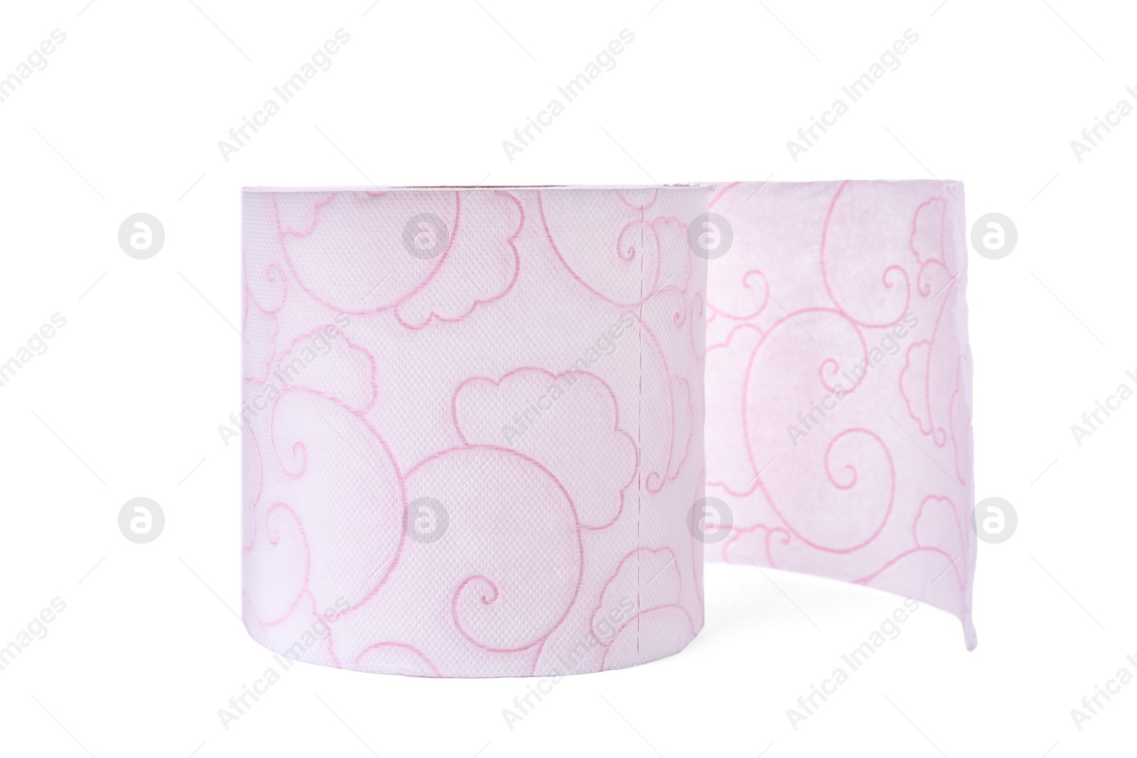 Photo of Roll of toilet paper on white background. Personal hygiene