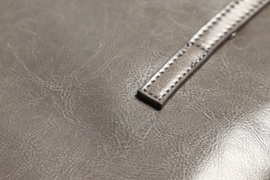 Photo of Natural leather with seams as background, closeup view