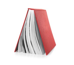 Photo of Book with red cover on white background