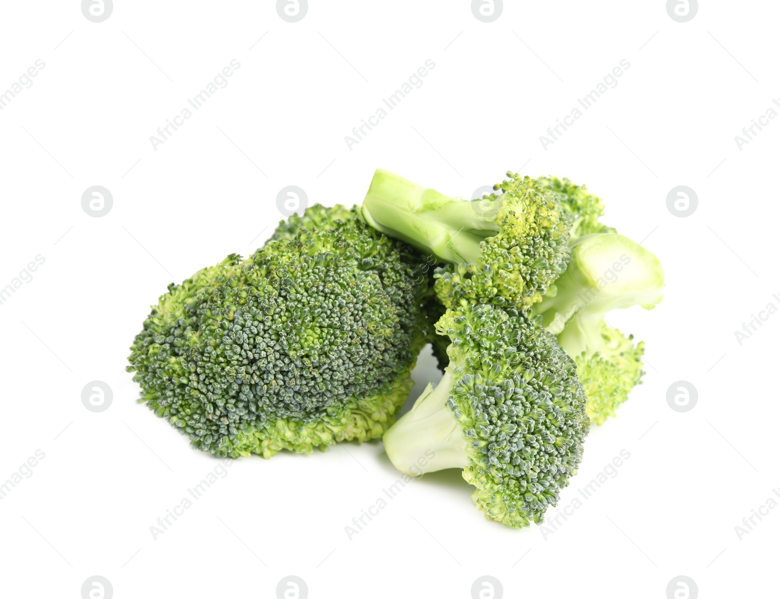 Photo of Fresh green broccoli on white background. Organic food