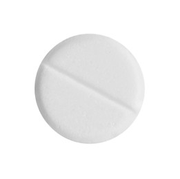 One pill isolated on white. Drug therapy