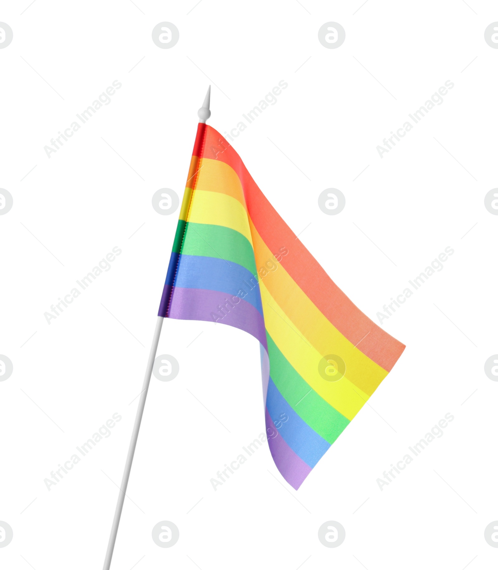 Photo of Bright rainbow LGBT flag isolated on white