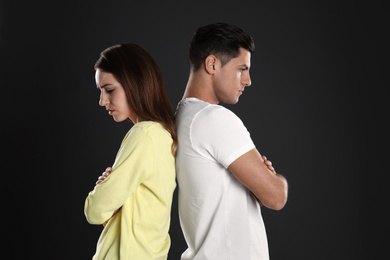 Photo of Couple with relationship problems on black background