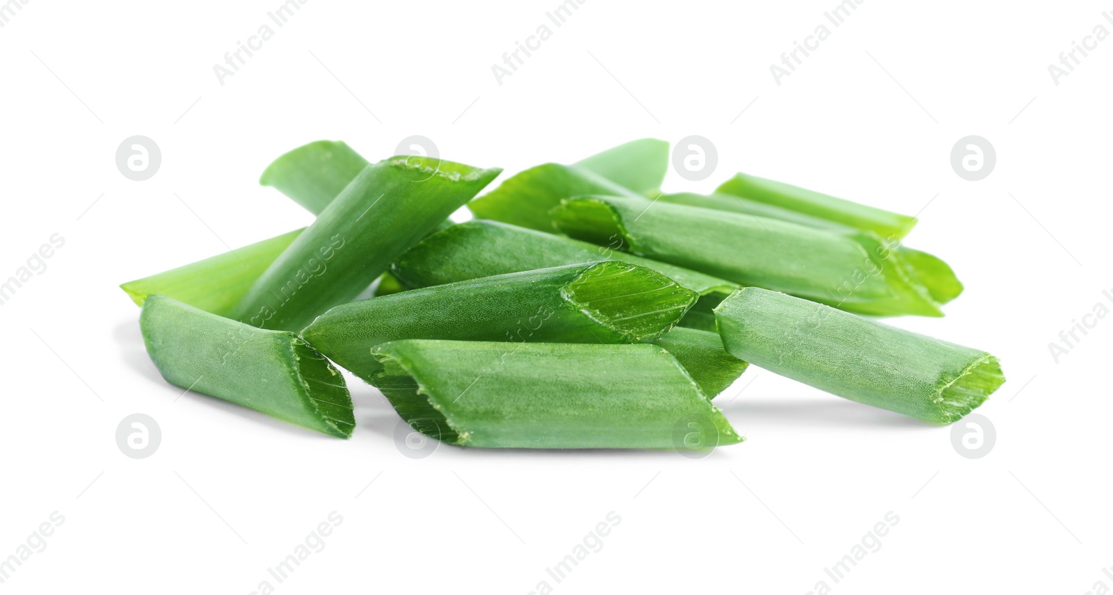 Photo of Cut green spring onion isolated on white