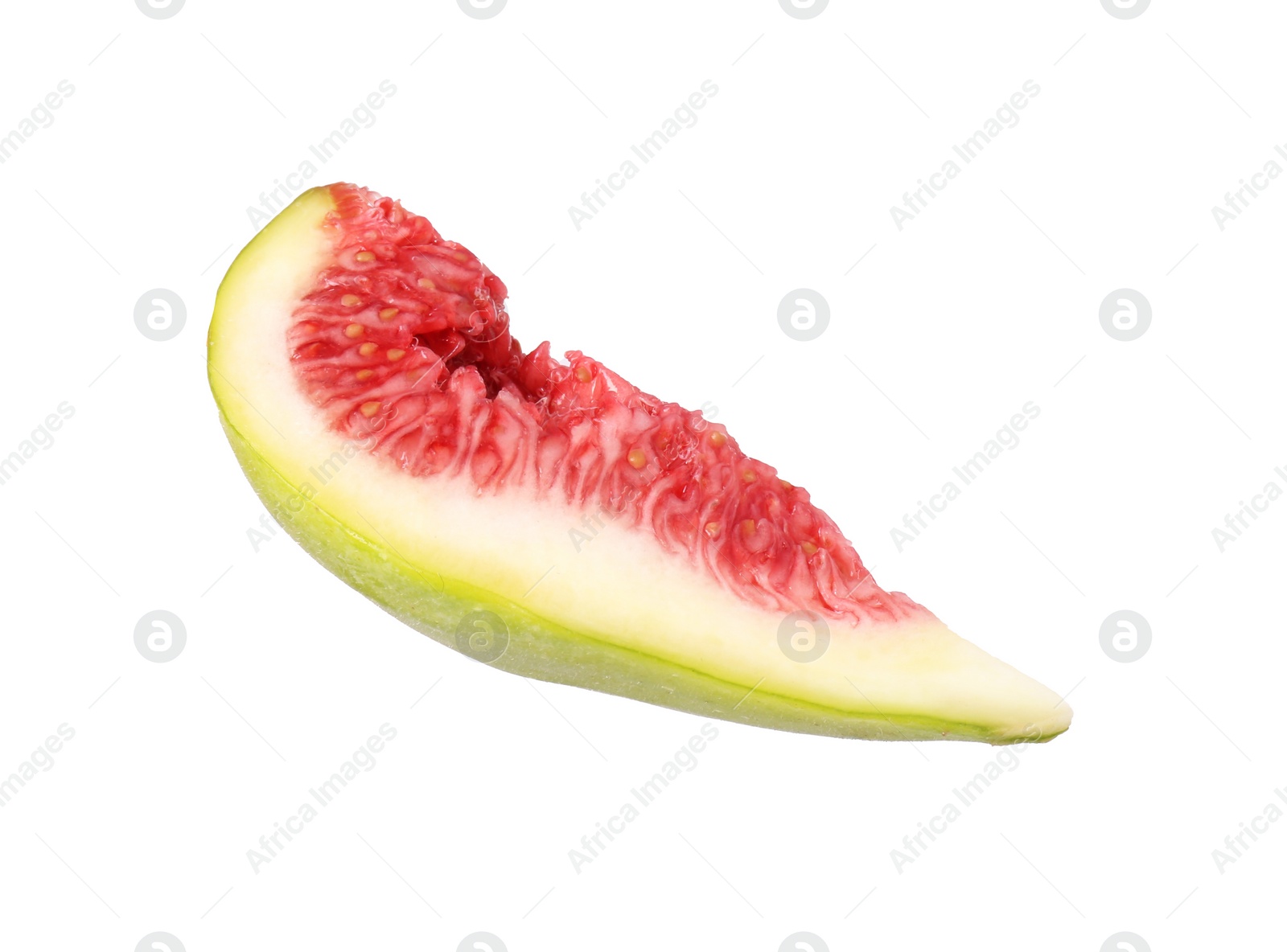 Photo of Slice of fresh green fig isolated on white