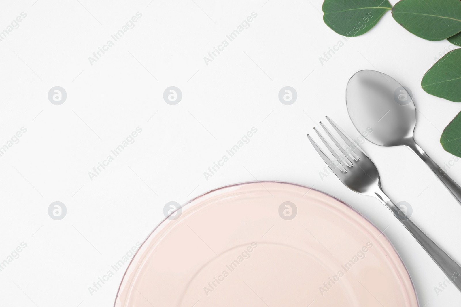 Photo of Elegant table setting on white background, top view