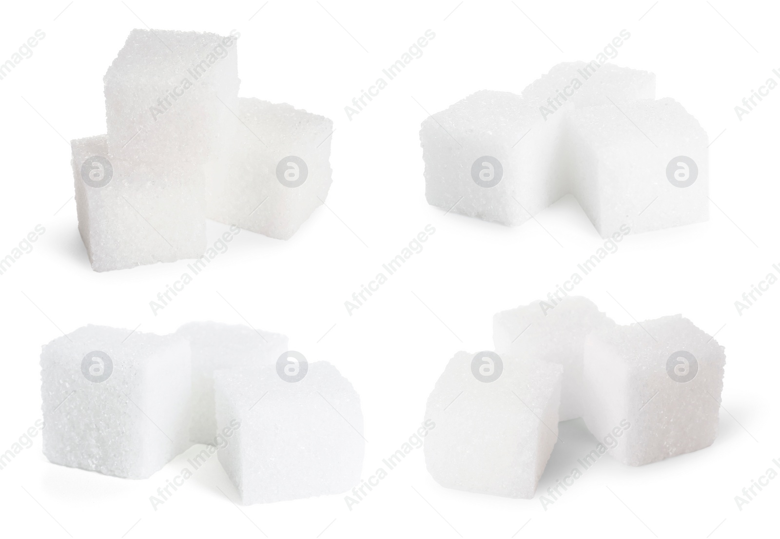 Image of Refined sugar cubes isolated on white, set