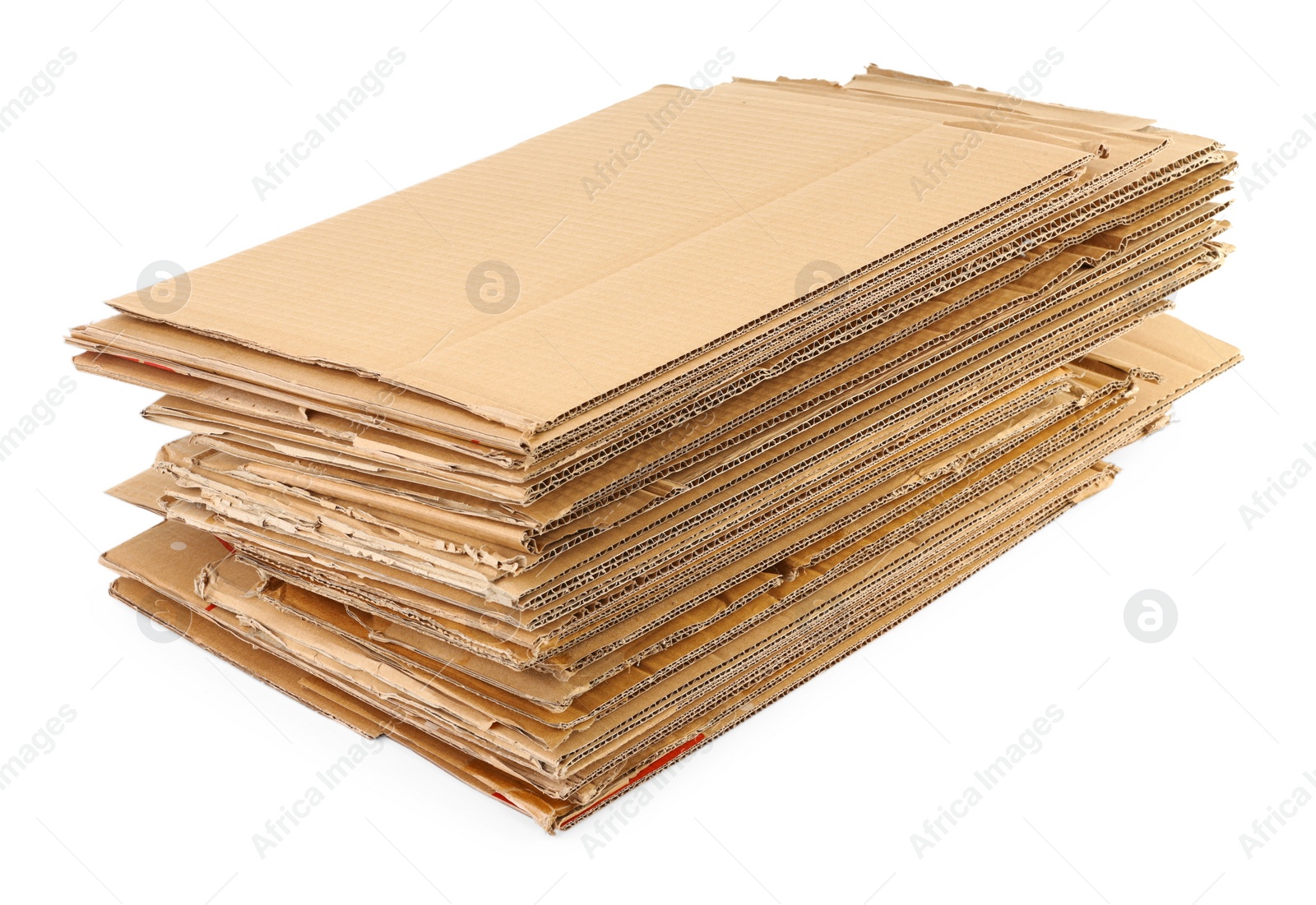 Photo of Stack of cardboard pieces isolated on white