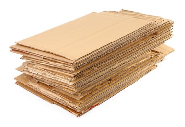 Photo of Stack of cardboard pieces isolated on white