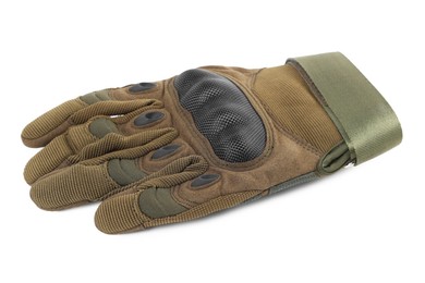 Tactical glove isolated on white. Military training equipment