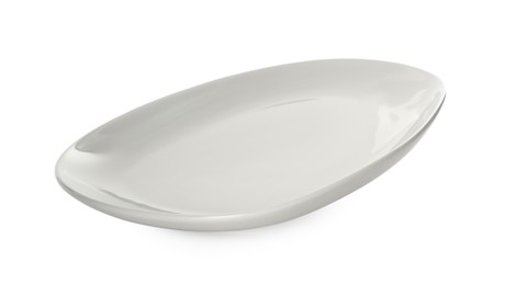 Clean empty grey plate isolated on white
