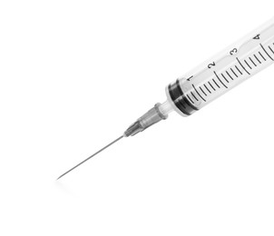 Photo of New medical syringe with needle isolated on white