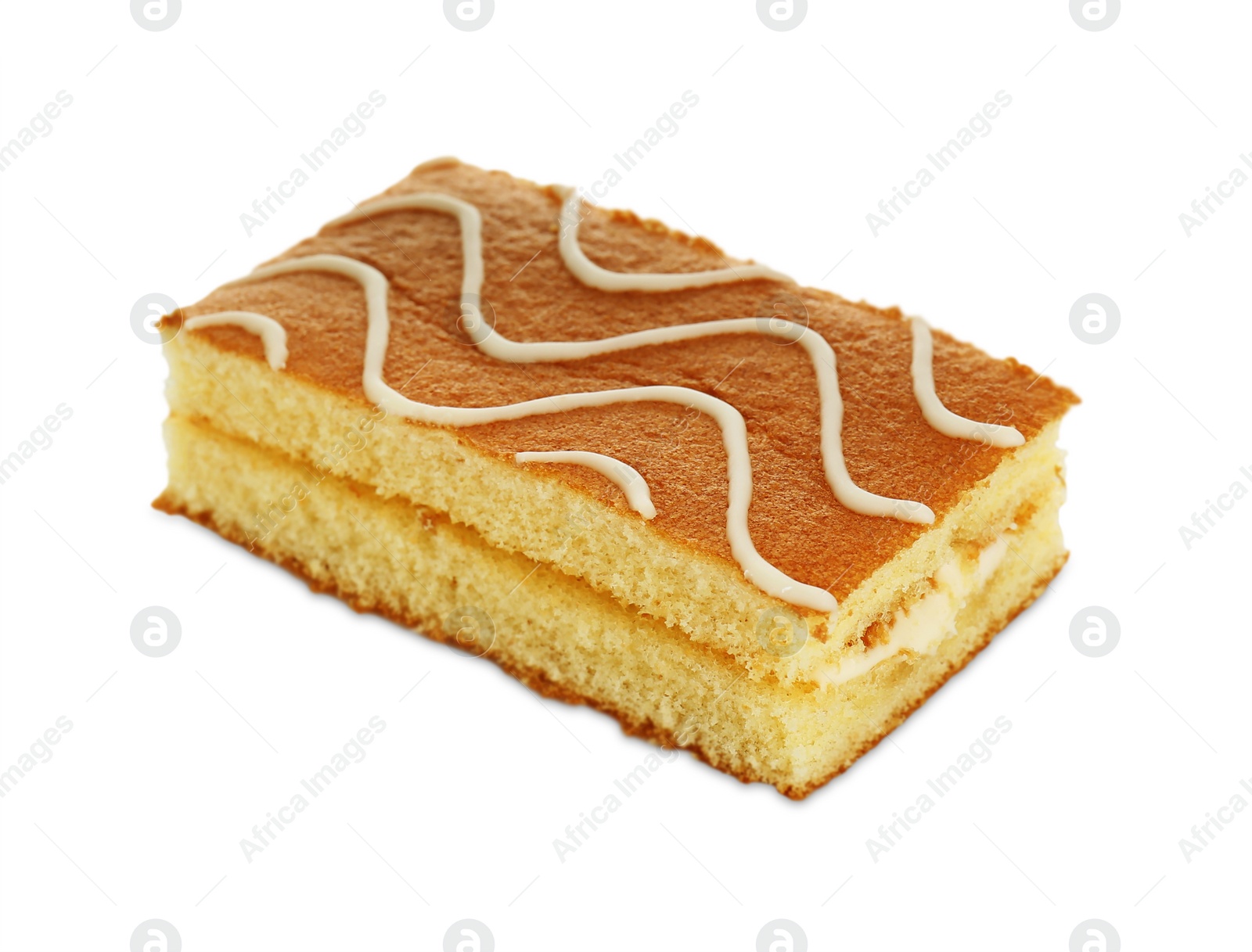 Photo of Delicious homemade sponge cake isolated on white