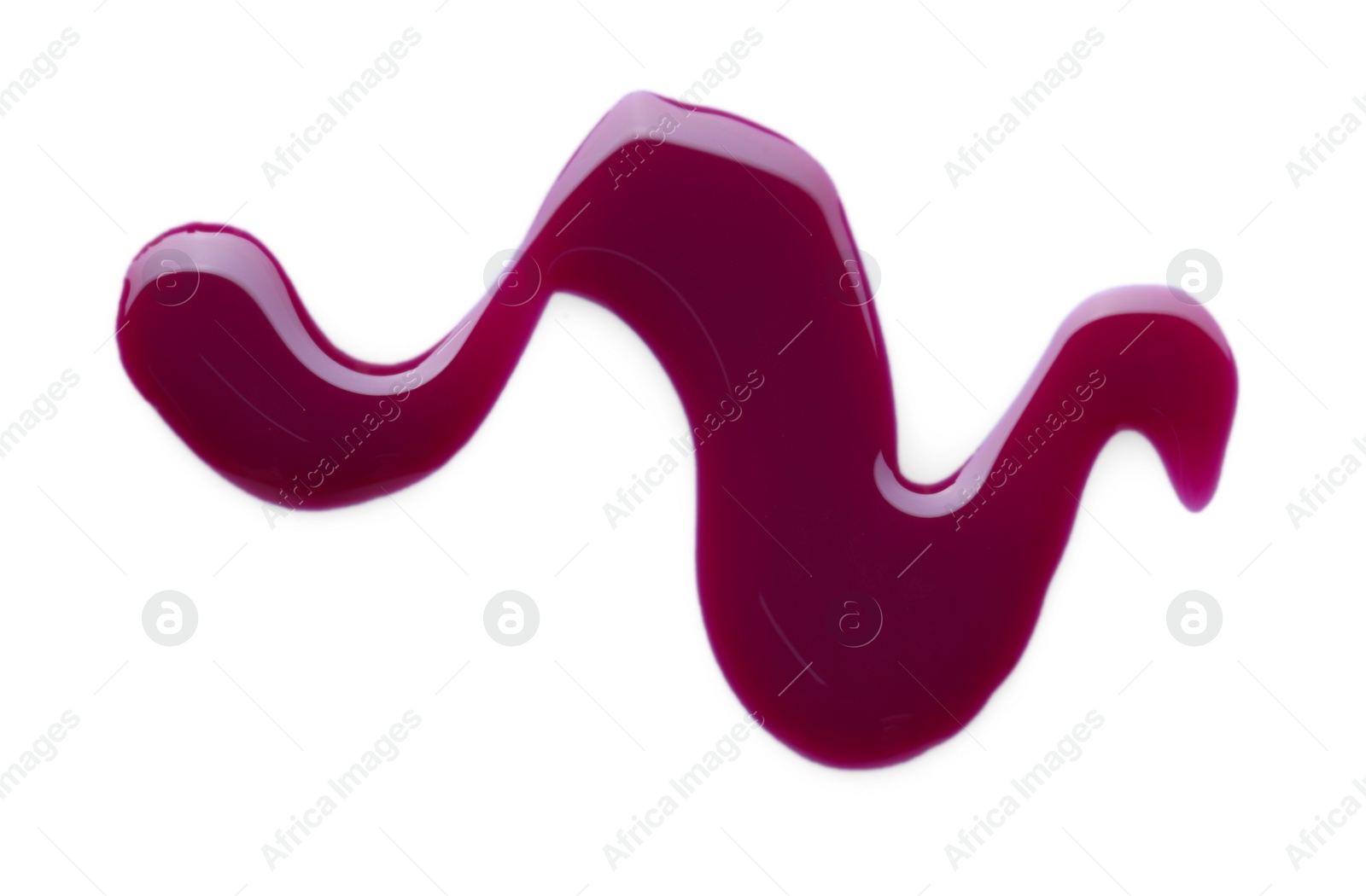 Photo of Sample of purple nail polish isolated on white, top view