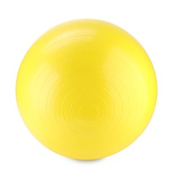 One yellow fitness ball isolated on white. Sport equipment