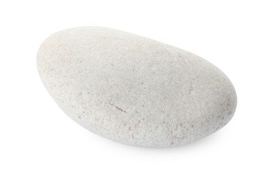 Photo of One stone isolated on white. Sea pebble