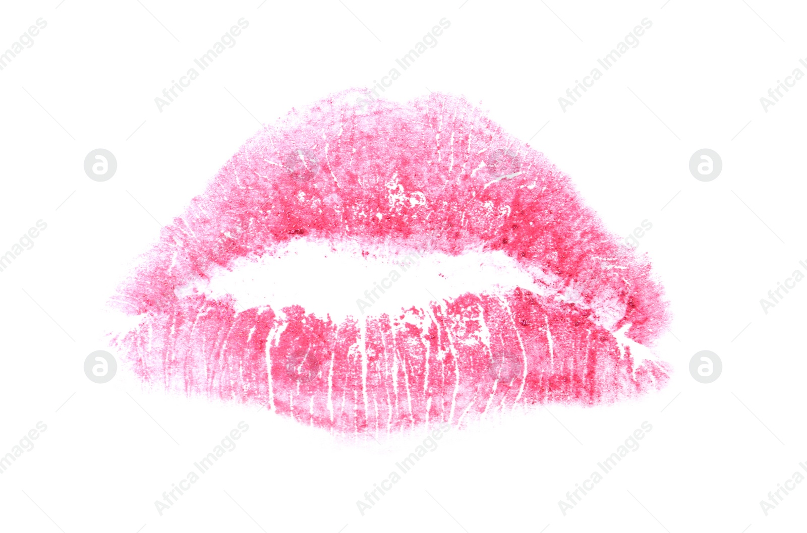 Photo of Pink lipstick kiss mark isolated on white