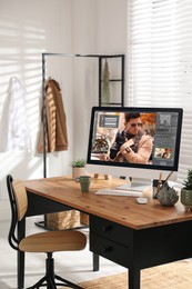 Image of Designer's workplace. Computer with photo editor application on table indoors