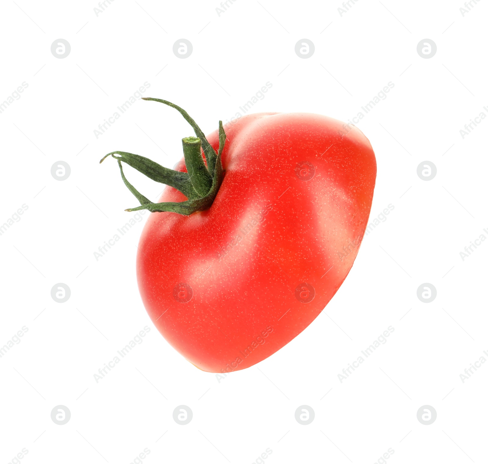 Photo of Half of ripe cherry tomato isolated on white