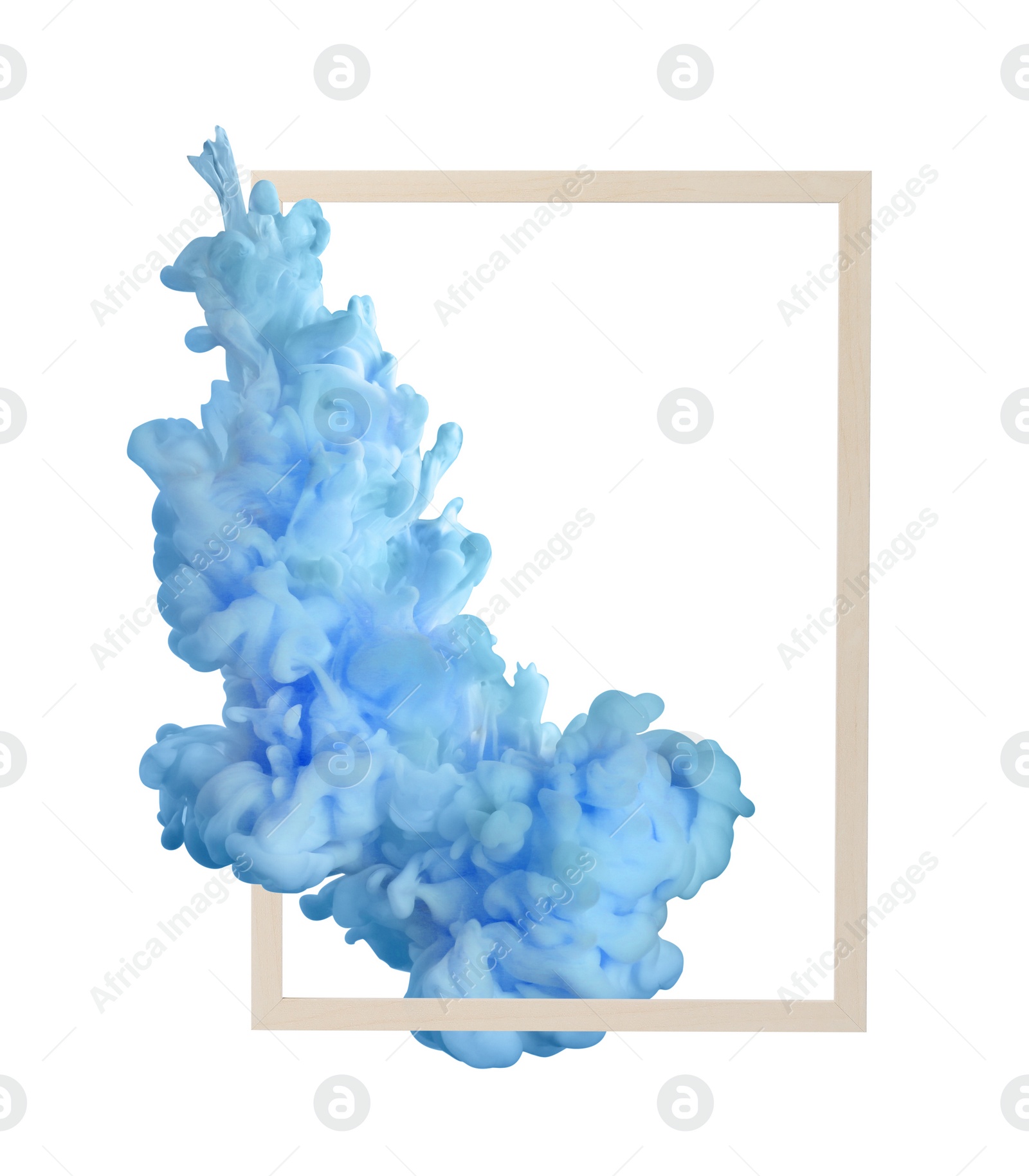 Image of Splash of light blue ink and frame on white background