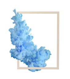 Image of Splash of light blue ink and frame on white background