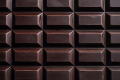 Delicious dark chocolate bar as background, closeup