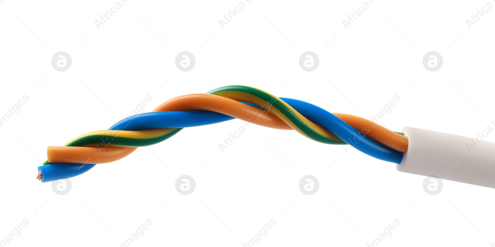 Photo of One new colorful electrical wire isolated on white