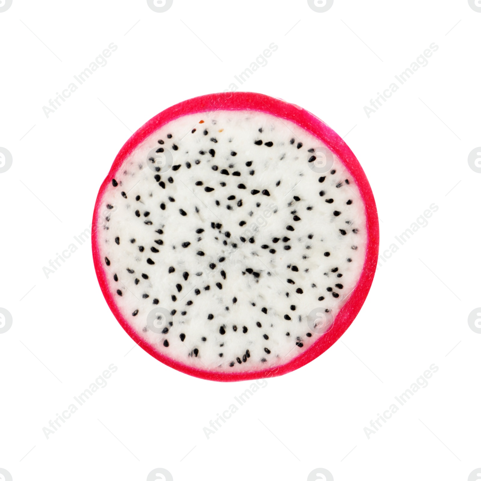 Photo of Slice of delicious ripe dragon fruit (pitahaya) on white background