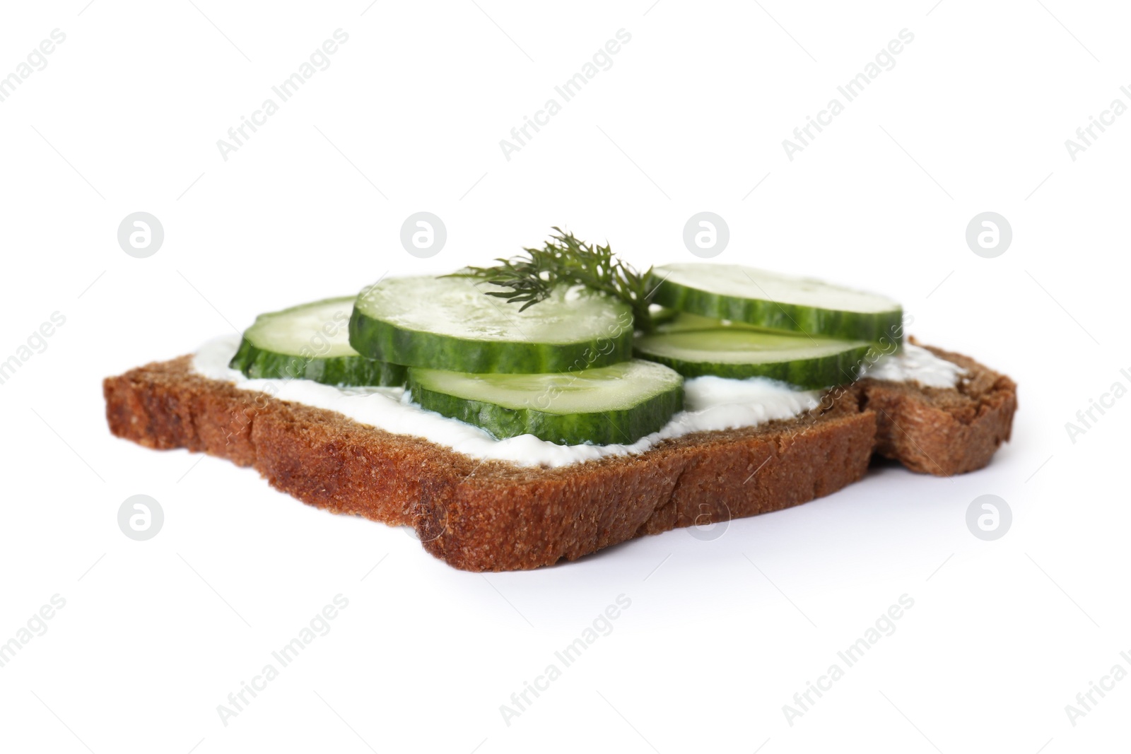 Photo of Fresh tasty cucumber sandwich isolated on white