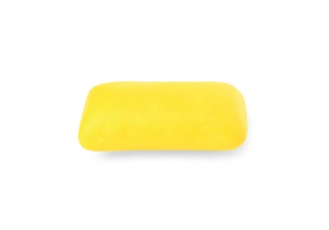 Photo of One tasty yellow chewing gum isolated on white
