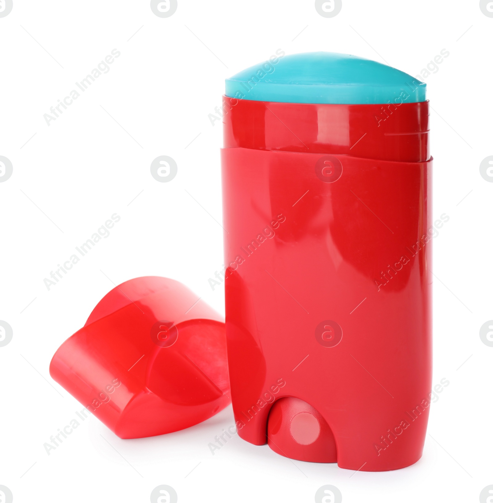 Photo of Blank plastic deodorant container on white background