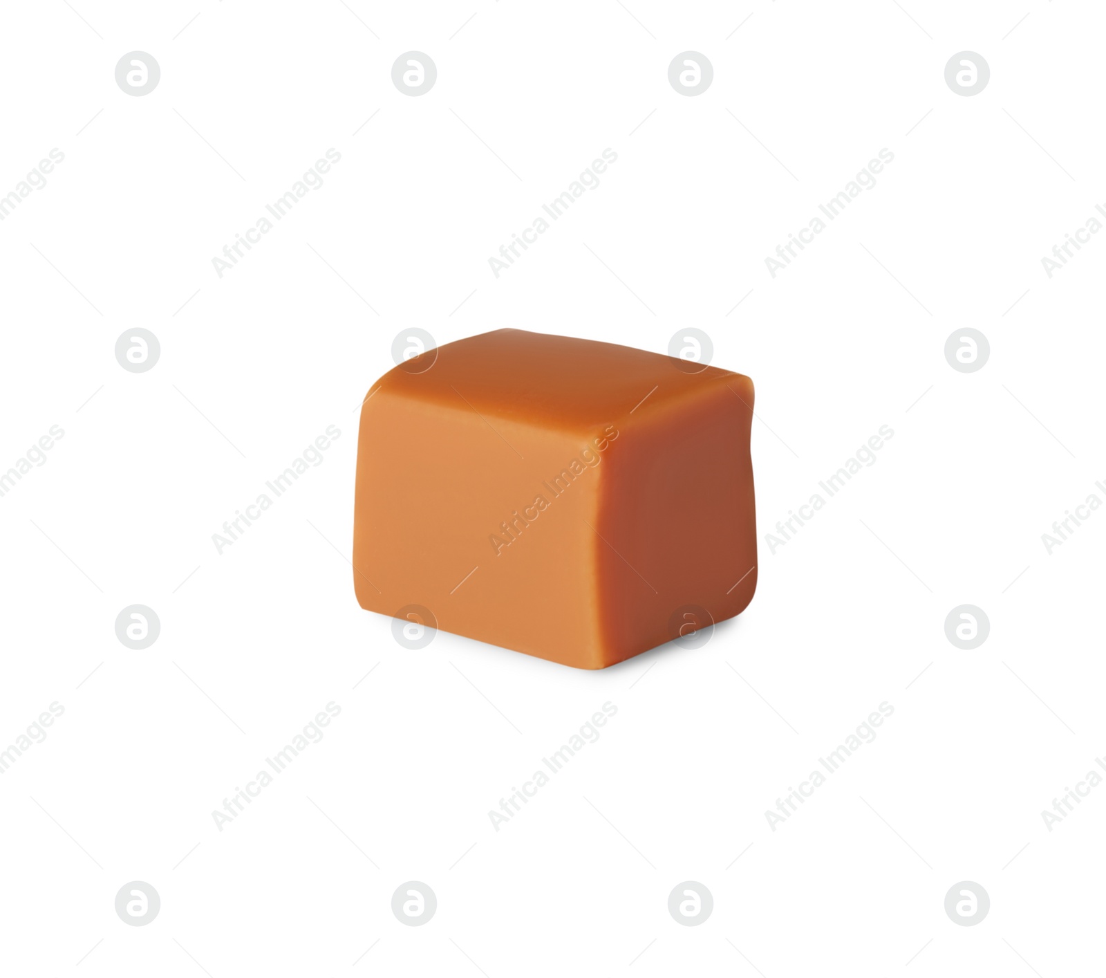 Photo of One sweet caramel candy isolated on white